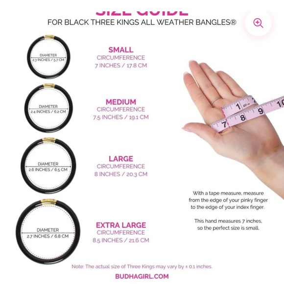 EUC BuDhaGirl All Weather 3 Kings Bangles - Black Small - Picture 7 of 7